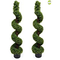 GreenBrokers 2 árboles en Espiral de Madera de boj Artificiales de 120 cm